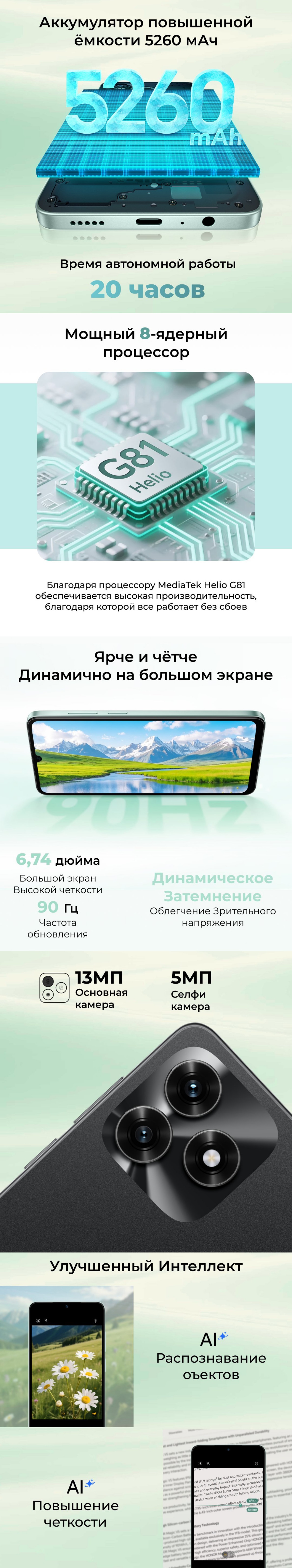 Honor X5c 4Gb/64Gb Midnight Black (Чёрный)