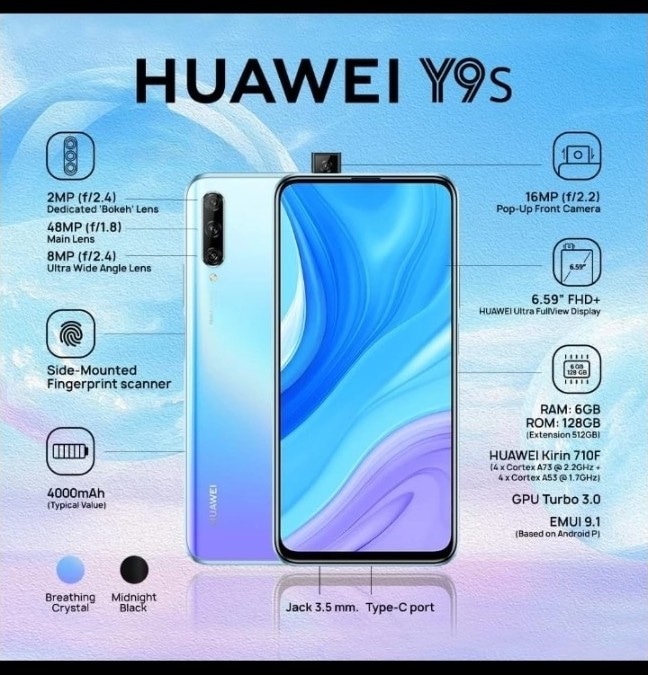 Huawei Y9S (РЕФ) 6Gb/128Gb Crystal Blue (Голубой)