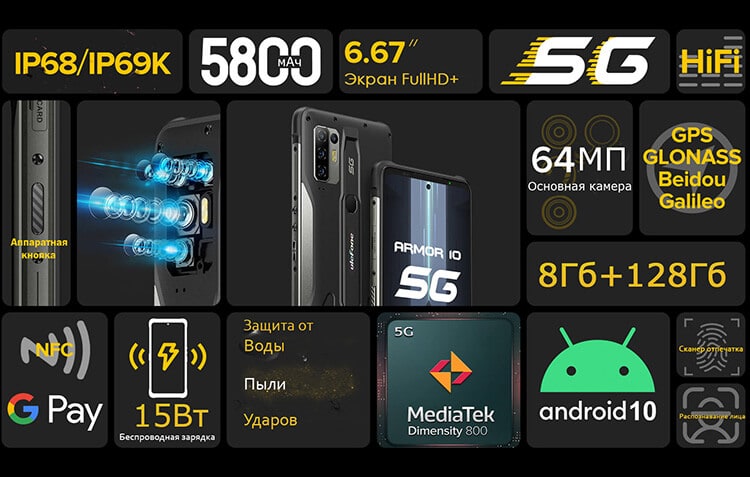 Ulefone Armor 10 5G 8Gb/128Gb Black (Чёрный)