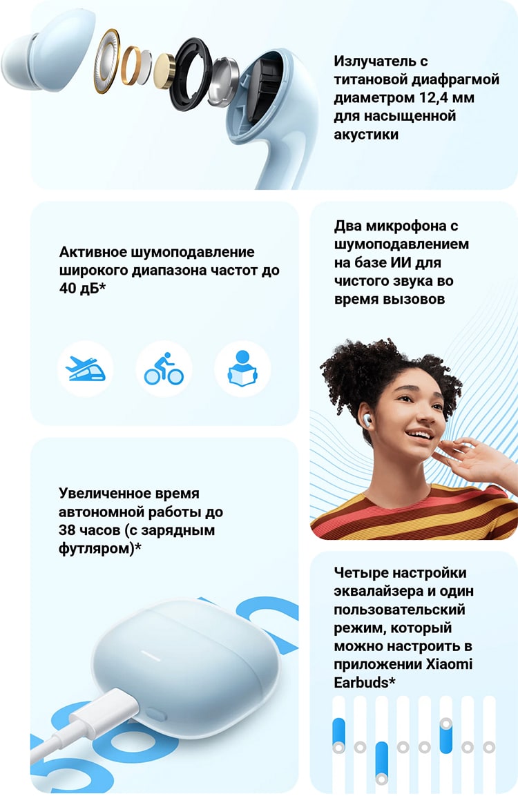 Xiaomi Redmi Buds 6 Lite Midnight Black (Полуночно черный)